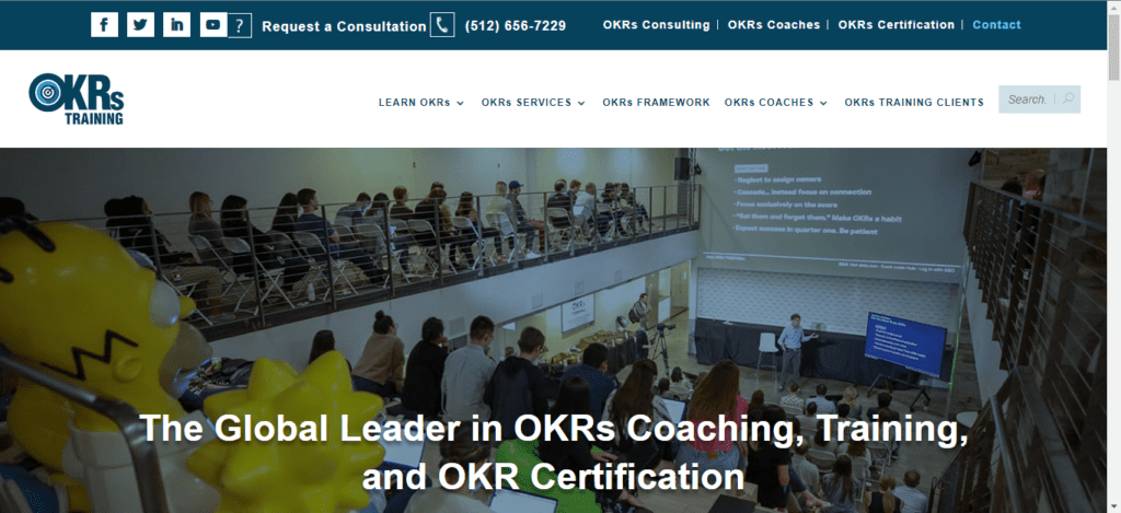 an image of a website about the OKR framework